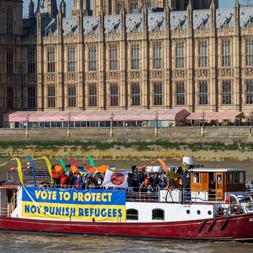 Protest boat on the River Thames