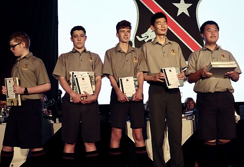 The Top 5 Year 11 Academic Prize Winners (from left): Rupert Leary, Kinnon Broekhuizen, Jeremy Coombe, Daniel Loy, and Weiyi Jiang