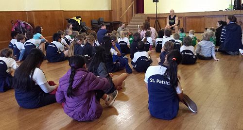 Brett Fairweather chats with the students