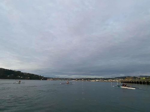 Race practice on the harbour.