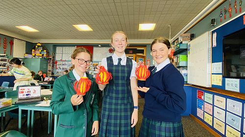 Year 9 students with their lanterns