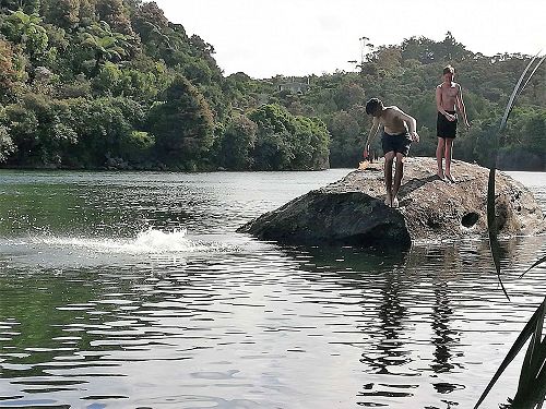 Having a dip on the West Coast.