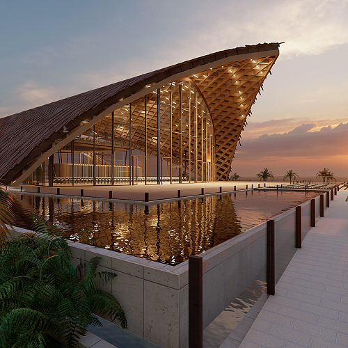 Original design for a waterfront Polynesian function centre
