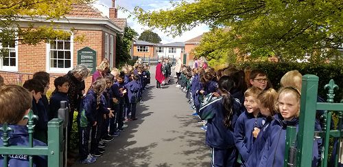 Junior School students lining up to celebrate the crossing over ceremony
