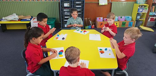 Mixing colours with playdough