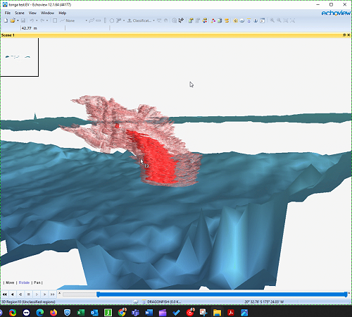 Geothermal venting activity Tonga's Hunga Caldera (post eruption) captured with WASSP F3XL and analyzed via ECHOVIEW