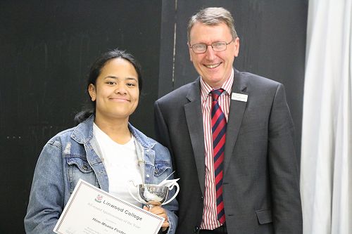 Hine-Moana Foster and Mr Edmundson - Hine was awarded Sportswoman of the Year