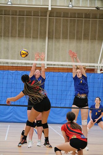 Madi and Amelia with a block