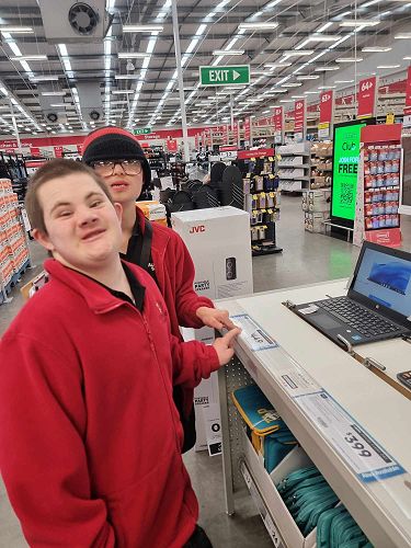 These two likely lads enjoyed working as a team on our shopping challenge to locate items and find the dollar price.