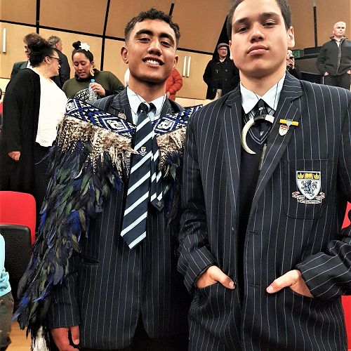 Head Boy Orlando Tuhega-Vaitupu and Hemi Tokona pictured at King's 2022 Prizegiving on Wednesday night 