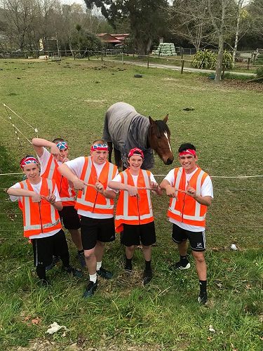 Team Nelson get a little extra support from Baz the horse 
