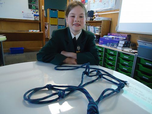 Olivia Wallace learnt how to make a halter for her horse, Pumpkin.