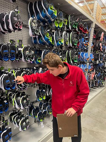 Owen at the Warehouse. He took his shopping challenge very seriously.