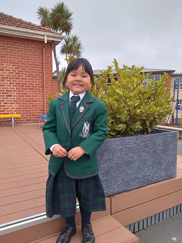 Our newest student, Vivienne Khan, following her special role in the Columba Day Celebrations