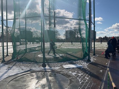 Jim Blair throwing the hammer in the snow!