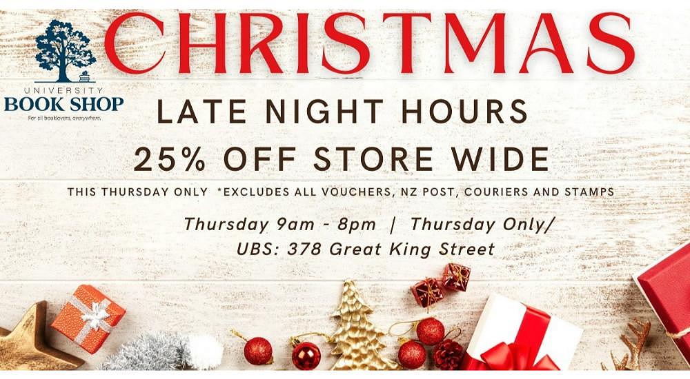 University Book Shop Christmas Late Night