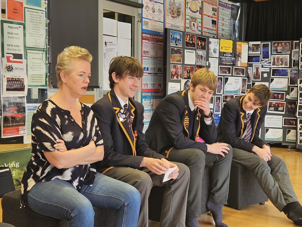 Harriet Moir performs "Every Brilliant Thing" to the Year 12 & 13 Drama class