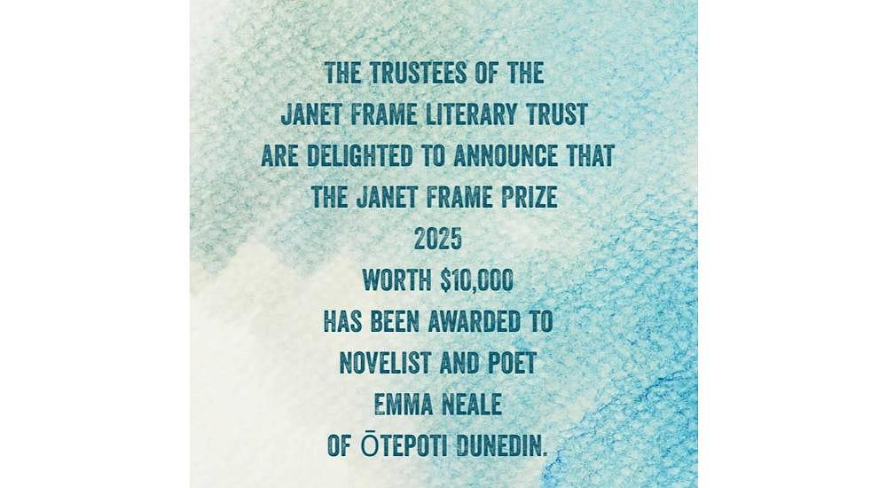 The Janet Frame Prize 2025 awarded to Emma Neale