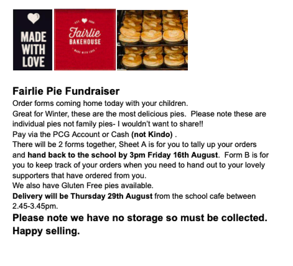 PCG Fairlie Pie Fundraiser