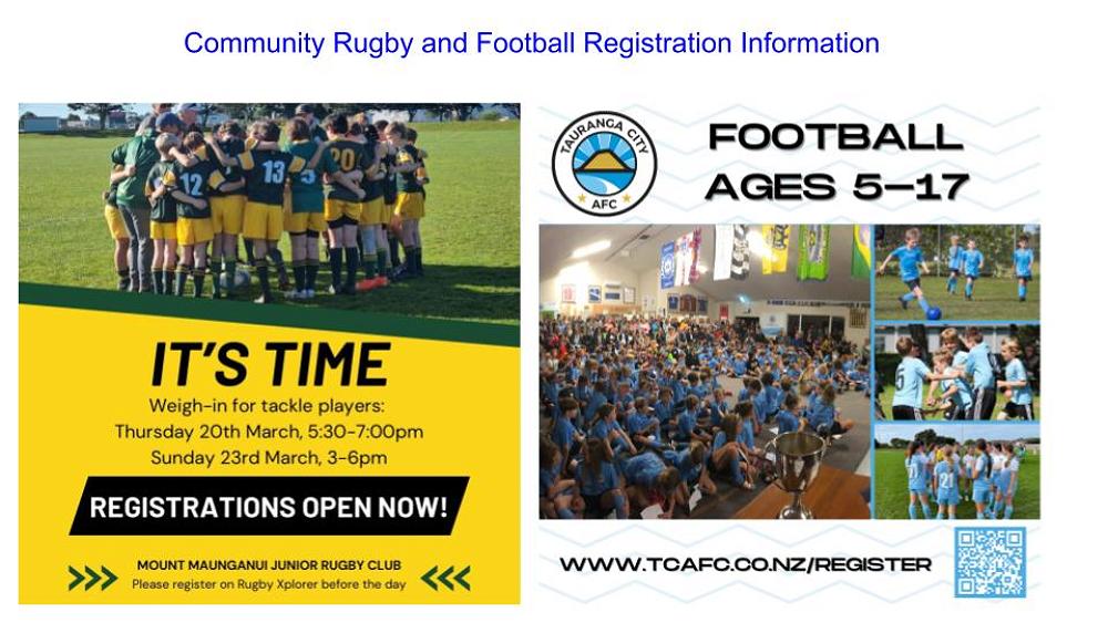 Community Rugby and Football Registration Information