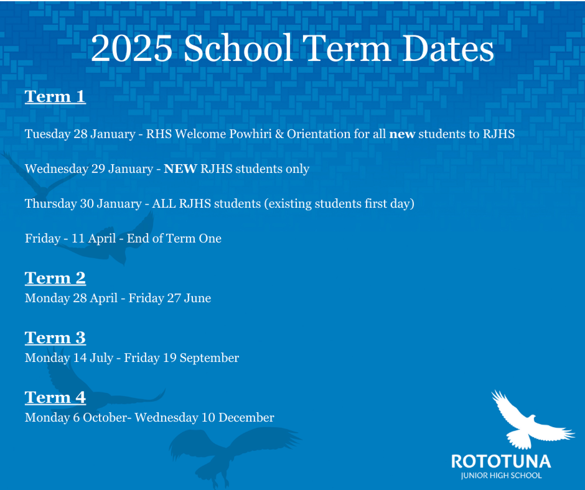 2025 Start of Term and Term Dates