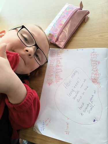 Jaxxyn working on the long 'e' sound