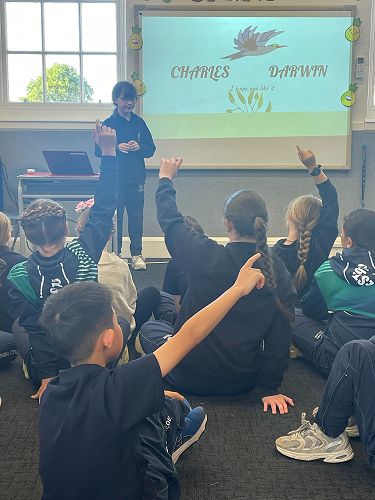 Caroline presents her talk of Charles Darwin