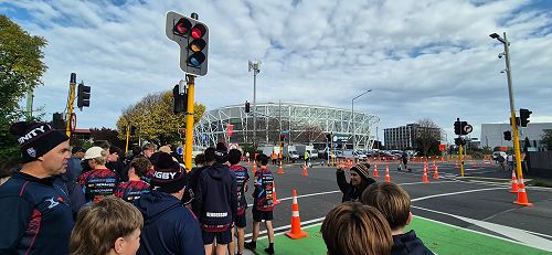 Outside Te Kaha One NZ stadium