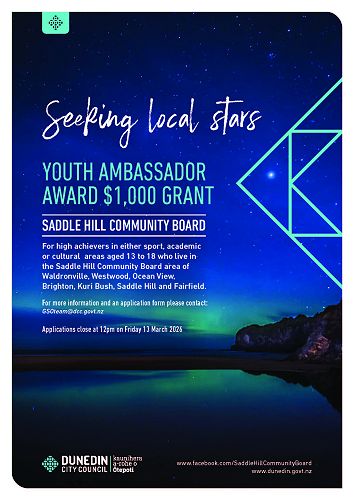Youth Ambassador 2026 - Saddle Hill Community Board