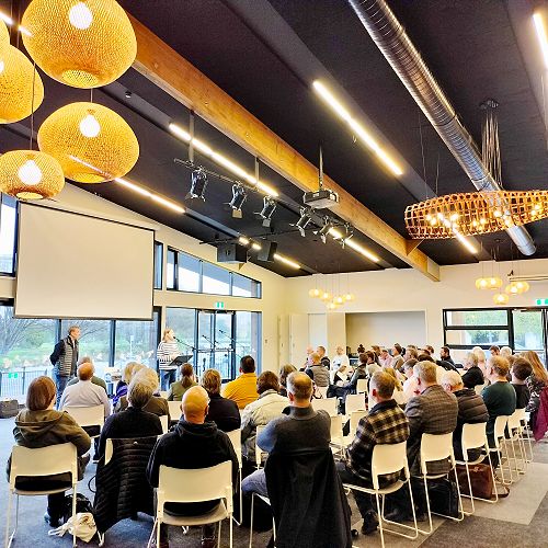 Rev'd Dr Carolyn Robertson welcoming and speaking about housekeeping matters at the start of the Clergy Conference.