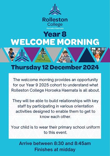 Rolleston College Y8 Welcome 2024