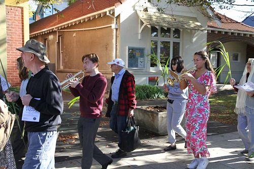 More music helping lead the Palm Sunday procession