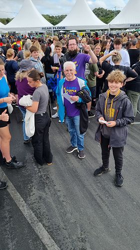 Camp Purple waiting to get into the stadium.