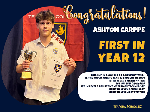 First in Year 12 - Ashton Carppe