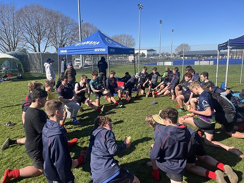 Raff and Tom leading a team warm down