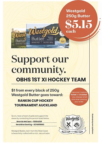 OBHS 1st XI Hockey Team Fundraiser – Butter for Sale