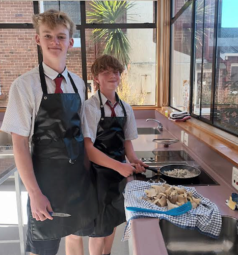 Josh and Harry cook up our first harvest of Oyster mushrooms to share with the Year 10 students.