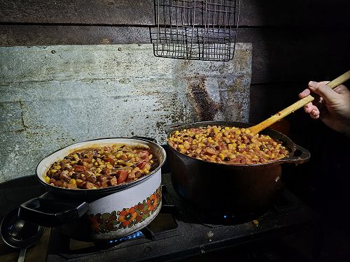 Camp mum, Dee Sutherland, cooking Nox Nachos last week.