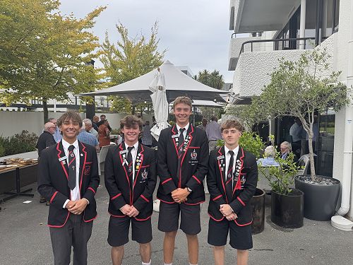 Members of this year's Year 13 Leadership Team; Tai Rickenbach, Kade Burroughs, Antonio Rodrigues, and Cooper McDowall.