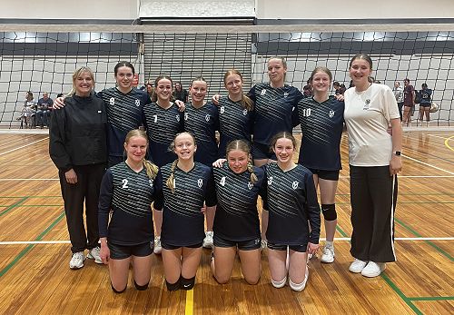 Junior A at South Islands. Back row: Carla, Mae, Sophie, Olivia, Ruby, Devon, Aisling, Lucy, Front row: Anna, Elodie, Brooklyn, Ailie.