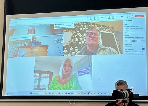 Joining the evening by zoom, Nathan Richardson & Louise Becker