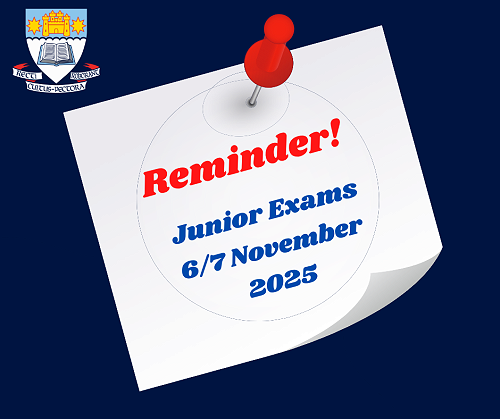Junior Exams: 6th and 7th November