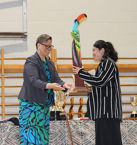 Mataiva Robertson and 1st L1 Visual Art Samantha Wilson.