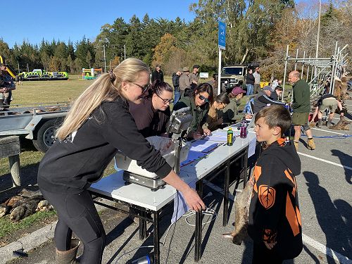 Our fantastic helpers at the small pests weigh-in station - NC Kids Hunt 2024