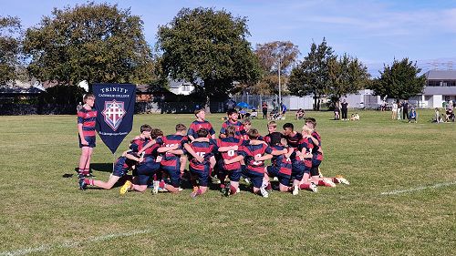Isaac & Charlie leading the school haka vs St Thomas'