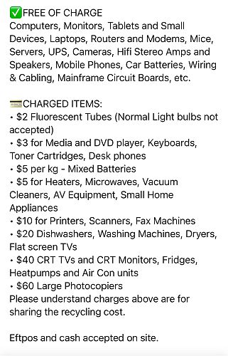 Free and charged e-waste items