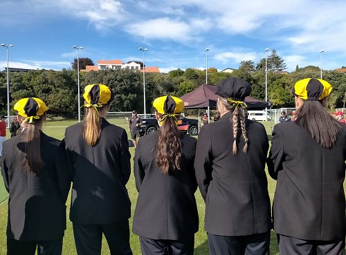 Girls' Cricket Team in caps