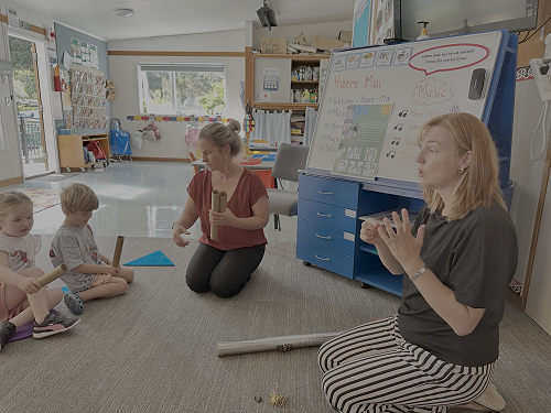 Music time at Sumner Hailey, Billy, Hayley and Tina