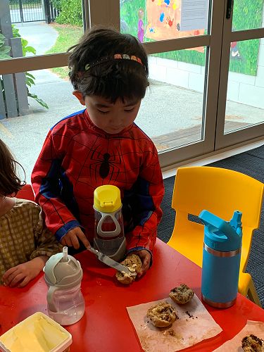 Luca baking at Prebbleton