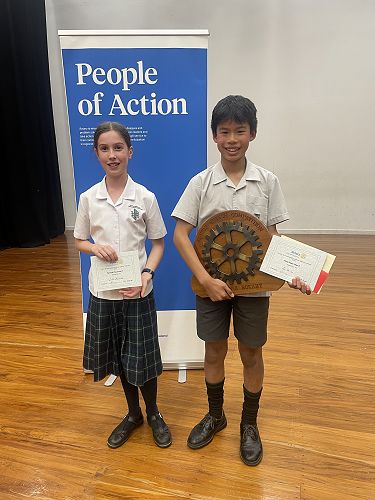 Rotary Speech Competition: Jia He 1st Place, Lola 2nd Place
